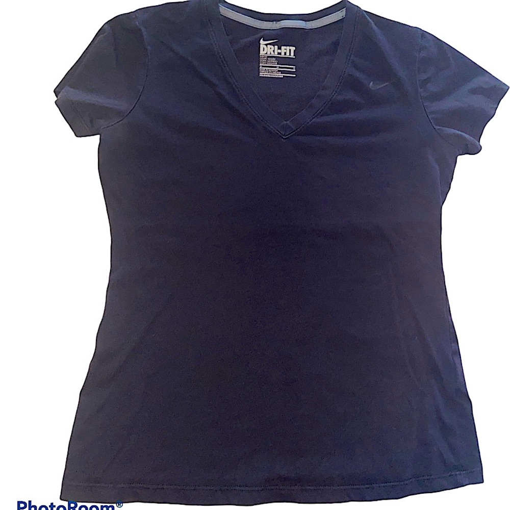 Nike Dri-Fit Black V-Neck Top Size Medium